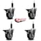Service Caster 4'' Black Poly Swivel 1'' Expanding Stem Caster Set with Brake, 4PK SCC-EX20S414-PPUB-BLK-PLB-1-4 - alternate 3
